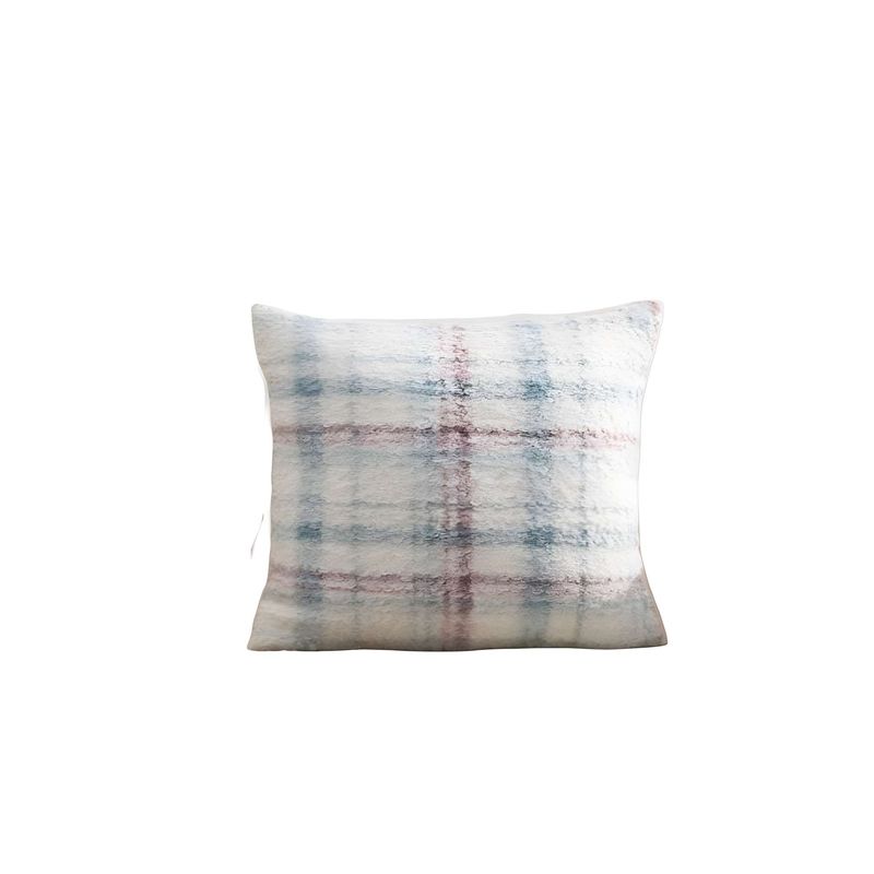 GENERICO - SET DE 4 FUNDAS PELUDAS CUADRILLE FELPA 45X45 CELESTE