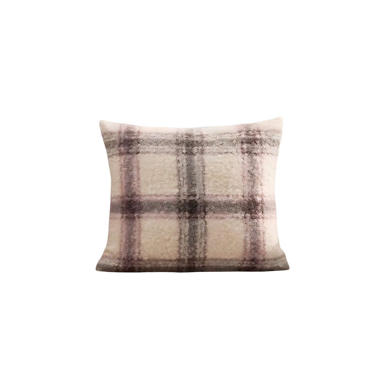 GENERICO - SET DE 2 FUNDAS PELUDAS CUADRILLE FELPA 45X45 BEIGE