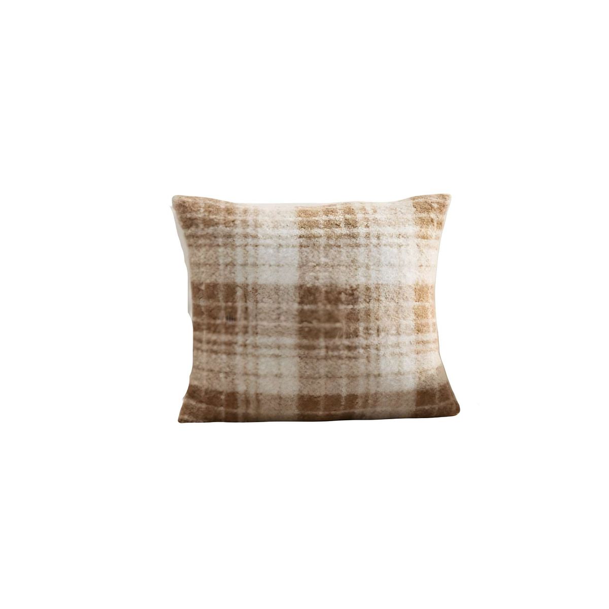 GENERICO - SET DE 4 FUNDAS PELUDAS CUADRILLE FELPA 45X45 CAFÉ CLARO