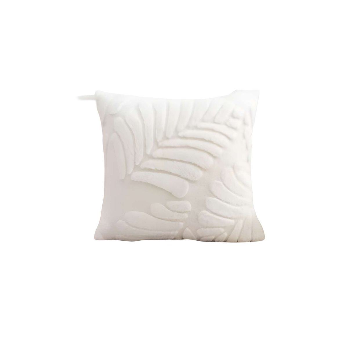 GENERICO - SET DE 4 FUNDAS PELUDAS DE HOJA MODERNA 45X45 BLANCO