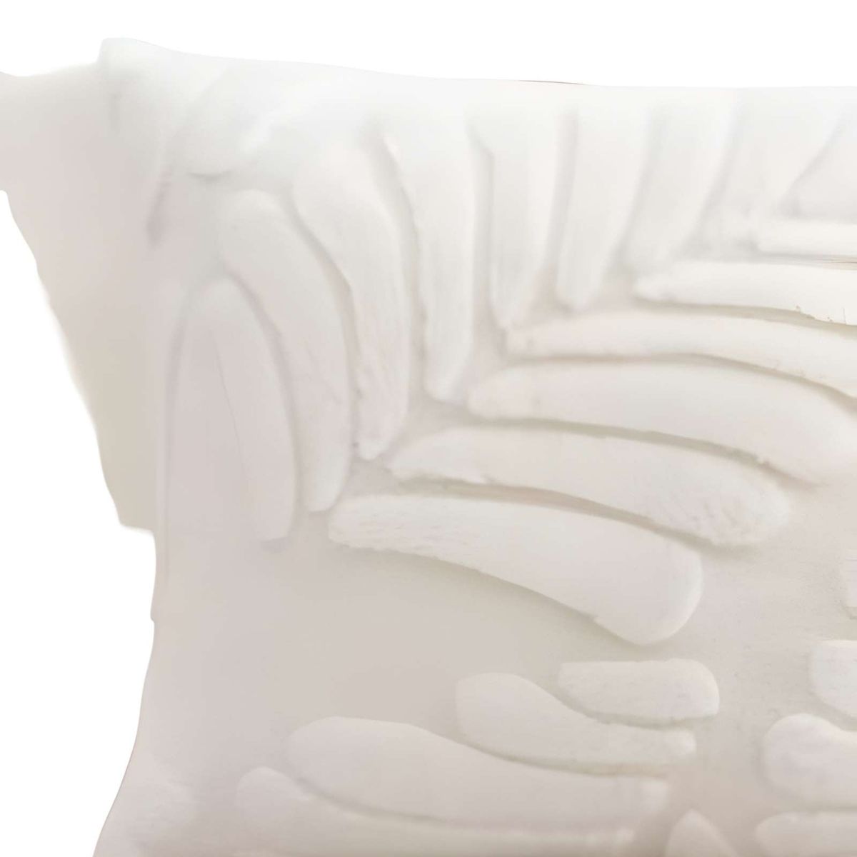 GENERICO - SET DE 4 FUNDAS PELUDAS DE HOJA MODERNA 45X45 BLANCO