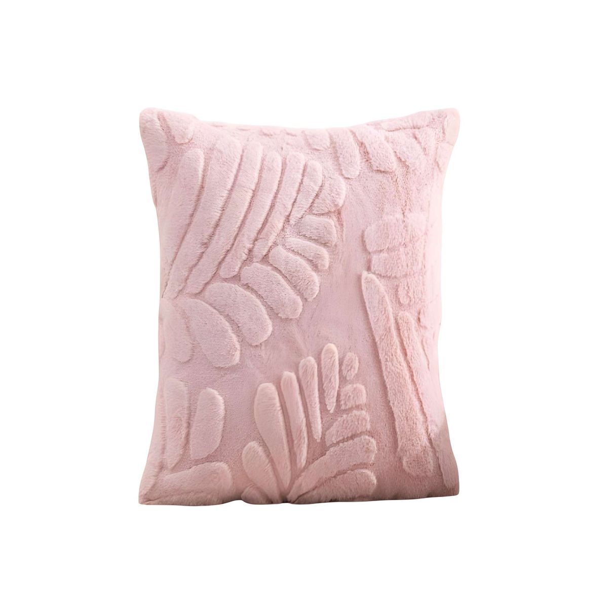 GENERICO - SET DE 4 FUNDAS PELUDAS DE HOJA MODERNA 45X45 ROSA