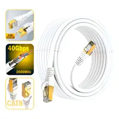 GENERICO - Cable De Red Cat8 Utp Oro 24k De 20mts Wifi7 40gbps Sftp