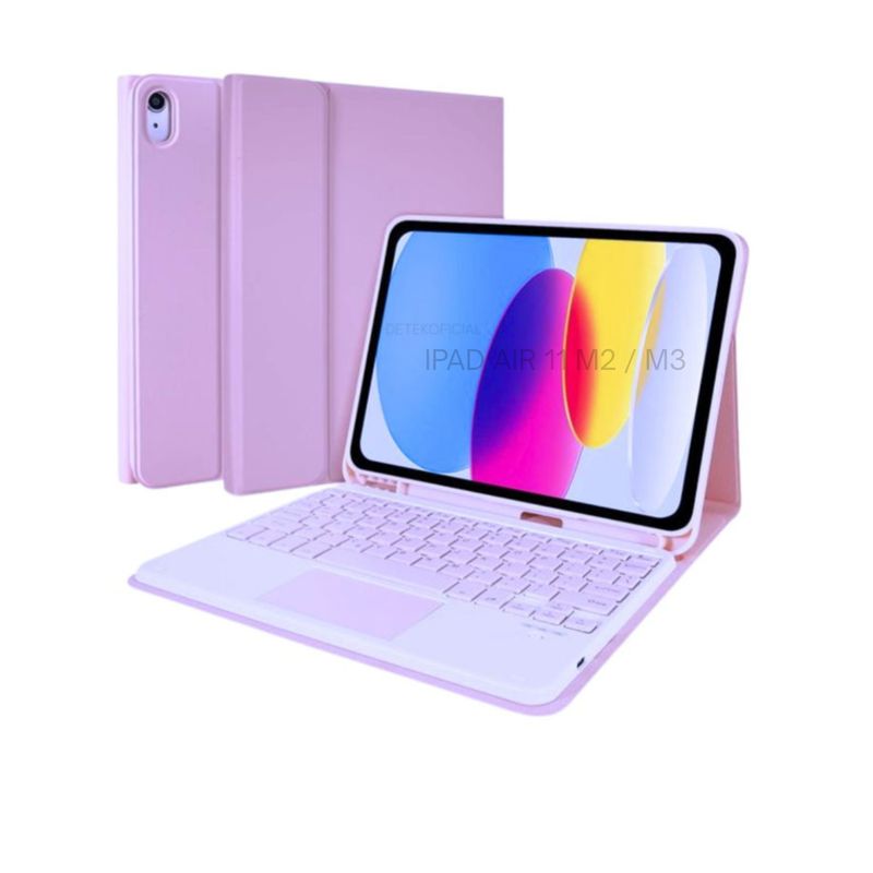 GENERICO - Funda Para iPad Air 11 M2 2024 + Teclado Español - Rosa