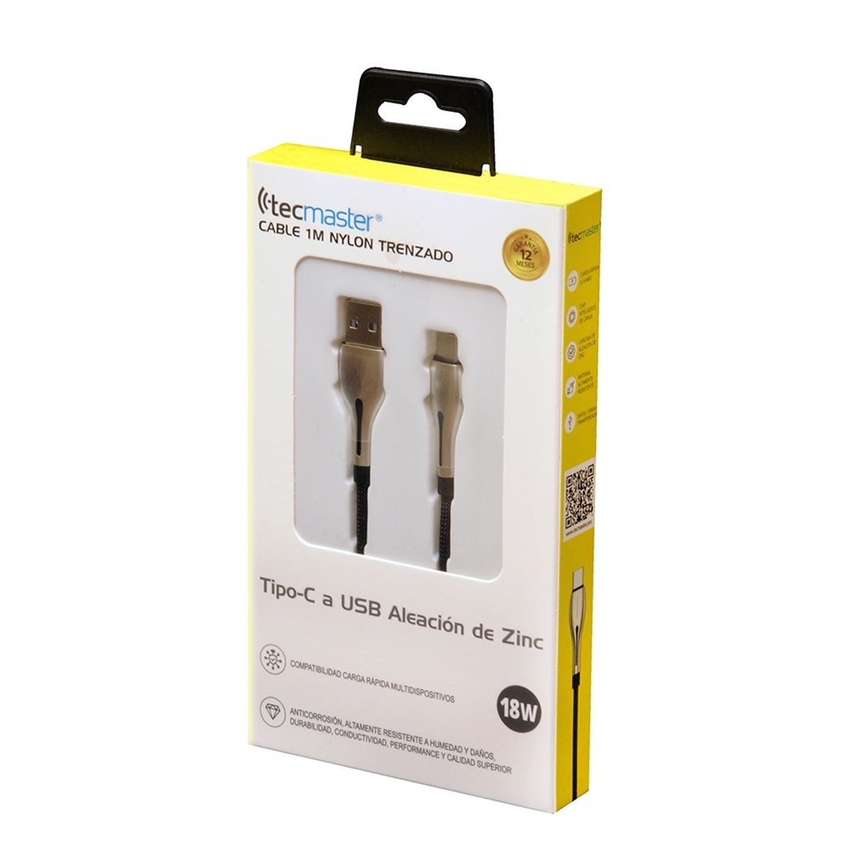 TECMASTER - Cable de Datos Tipo - C A USB 31A Trenzado Resistente