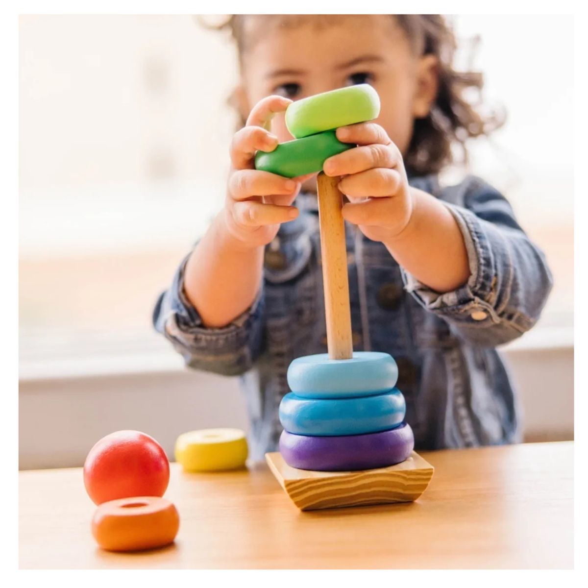 GENERICO - Juego Didáctico Madera Torre Aros Niños Bebe Educativo