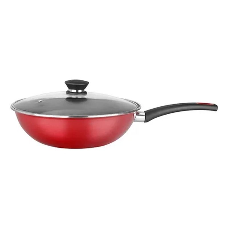 MAGEFESA - Wok Magefesa Sarten Antiadherente Con Tapa 30cm Coral Rojo