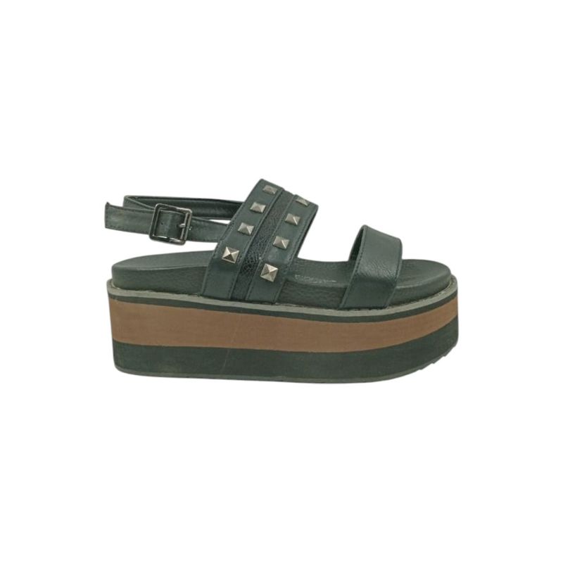 HERIEL - Sandalia Negra Plataforma Tachas