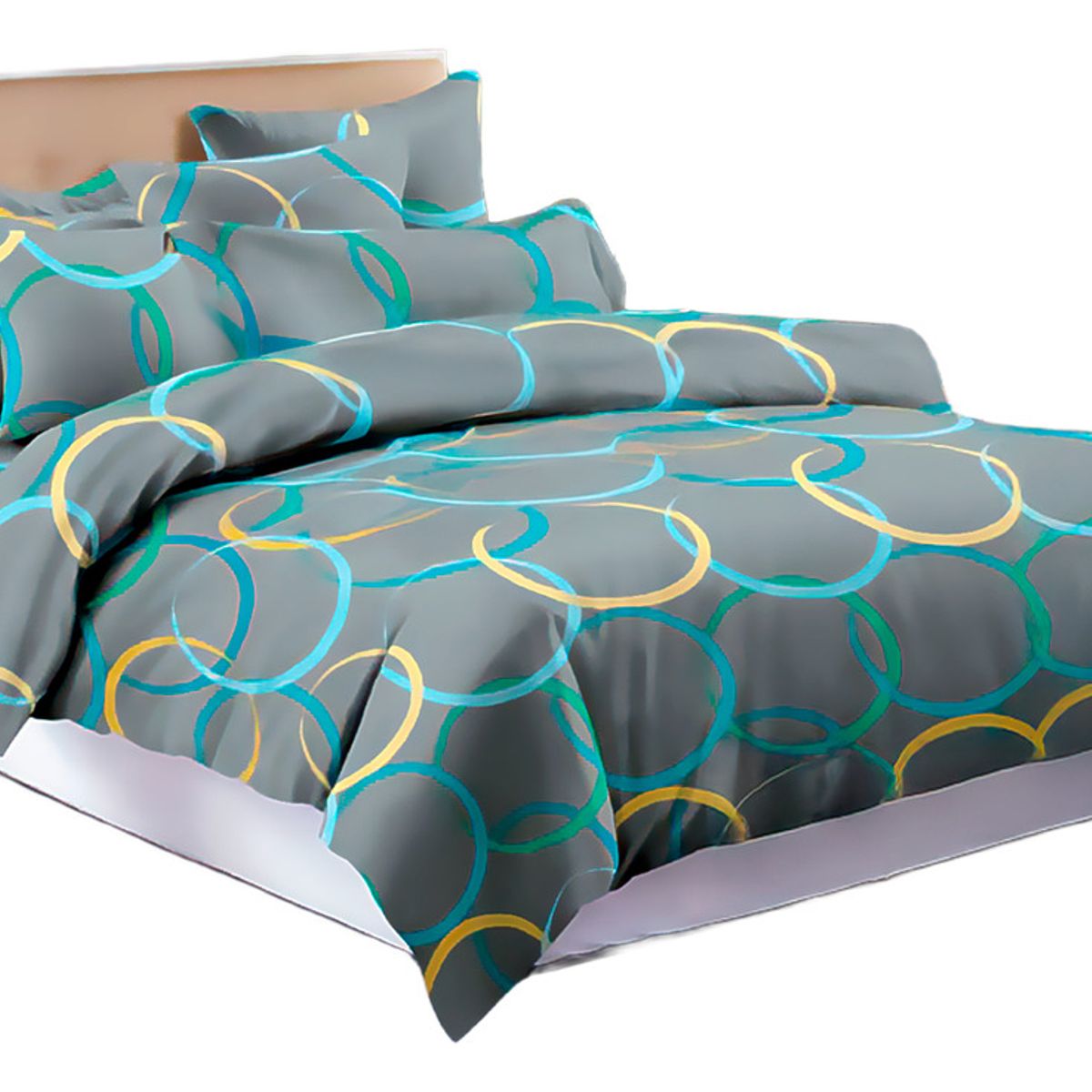 ALTERNATIVE - Ropa De Cama Sabanas 800 Hilos 25 Plz Diseño Gris Círculos 829