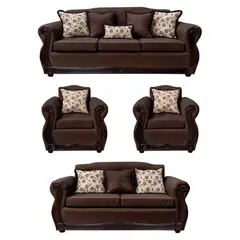 AMERICA DECORA - Living Con Resorte Estructural 9 Cuerpos Santi 4+3+1+1 Chenille Café Oscuro