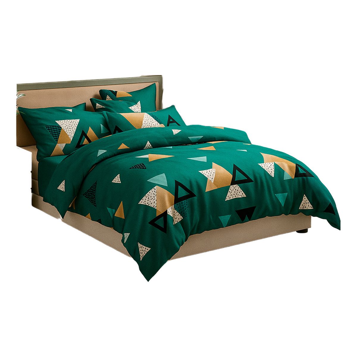 ALTERNATIVE - Ropa De Cama Sabanas 800 Hilos 25 Plz Verde Con Triángulos 828