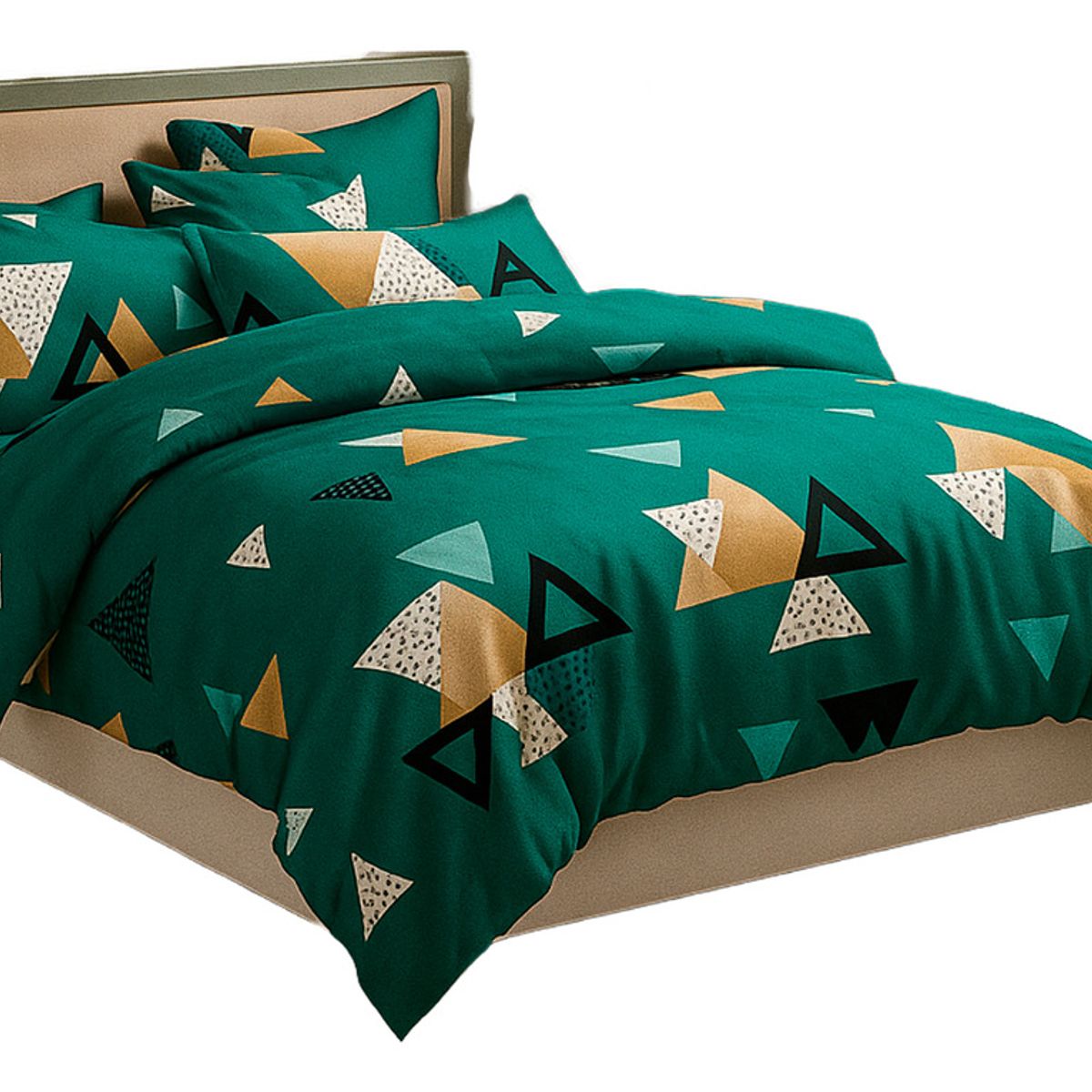 ALTERNATIVE - Kit De Sabanas 25 Plz 800 Hilos Verde Con Triángulos 828