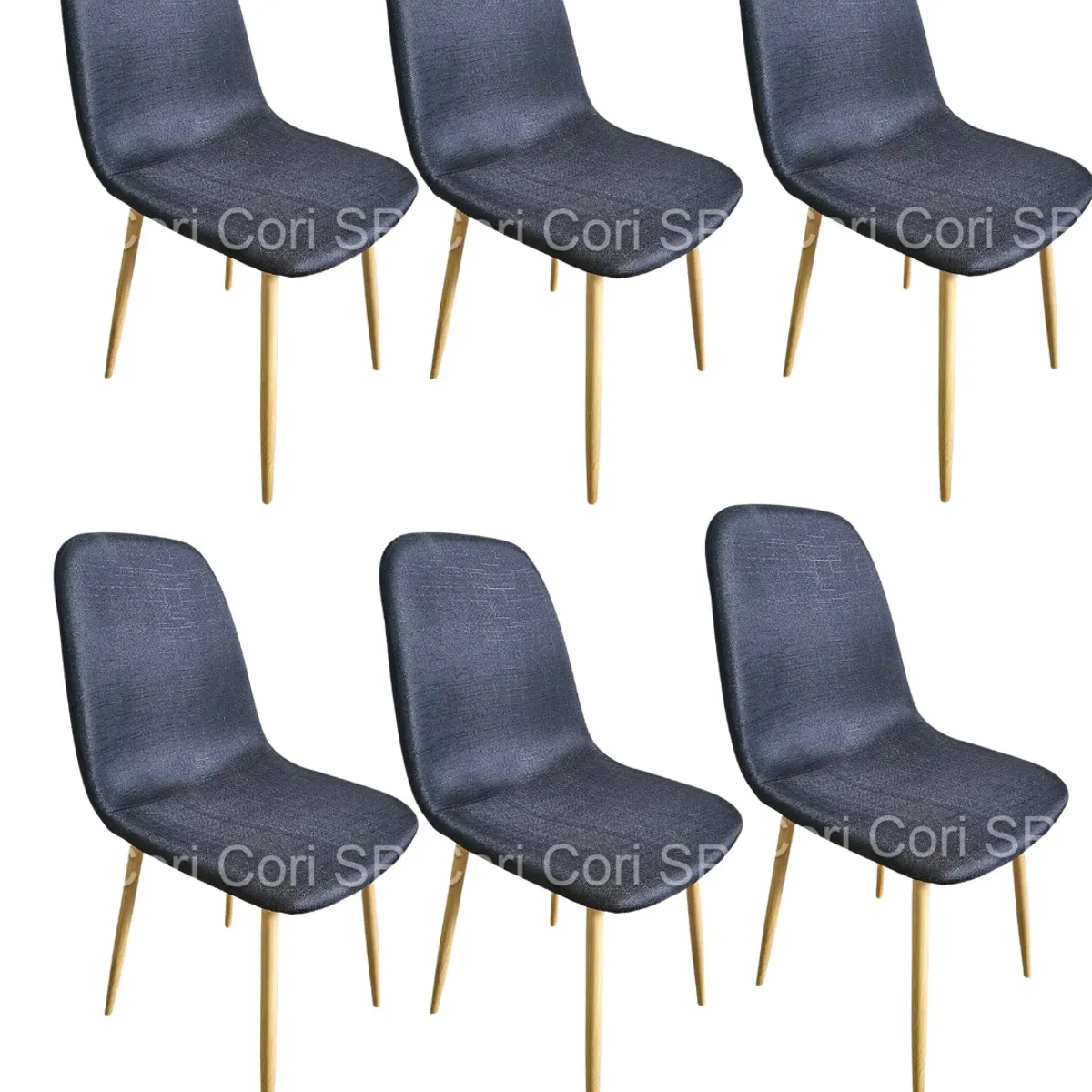 CORI CORI - Pack 6 Sillas Scoop Lino Wood Negro