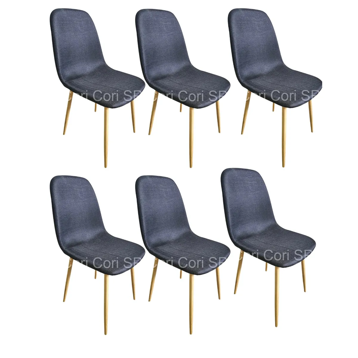 CORI CORI - Pack 6 Sillas Scoop Lino Wood Negro