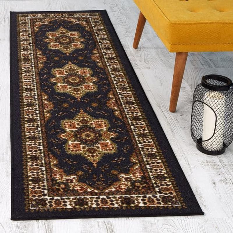 MROTTO - Alfombra Pasillo Con Goma 60 x 210 cm Negro ALFODIA