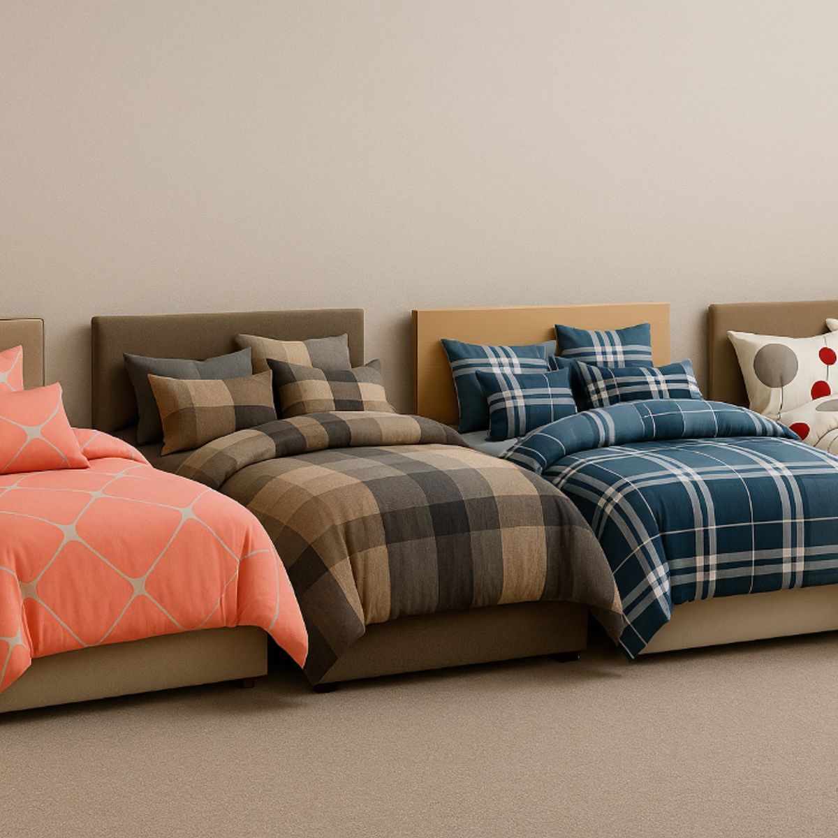 ALTERNATIVE - Kit De Sabanas 25 Plz 800 Hilos Escocés Azul Clásico 822