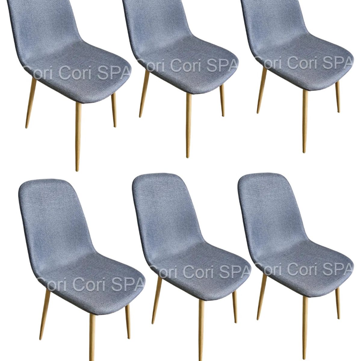 CORI CORI - Pack 6 Sillas Scoop Lino Wood Gris