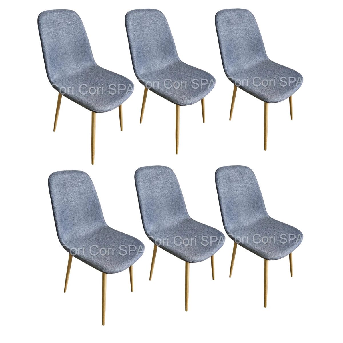 CORI CORI - Pack 6 Sillas Scoop Lino Wood Gris