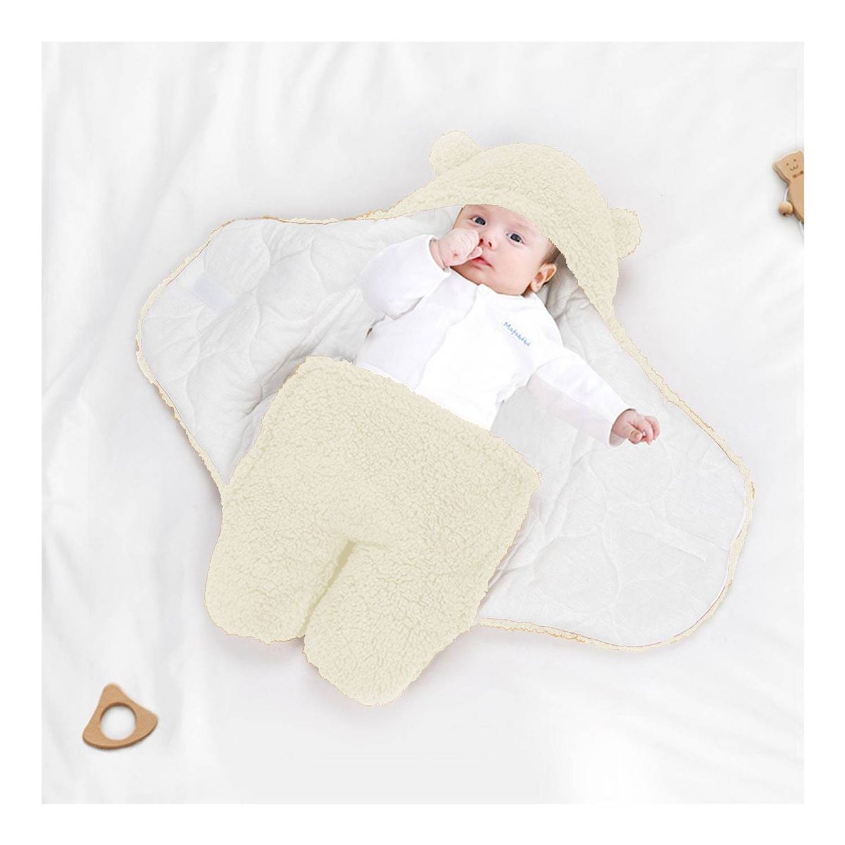 Saco Manta Envoltura De Dormir Bebe 0 a 3 Meses Blanco, marca BABYLUNA - Foto 2