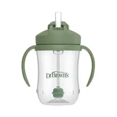 DR BROWN'S - Vaso Antiderrame Asas Y Pajita 270ml 6m+ Dr Brown´s Verde
