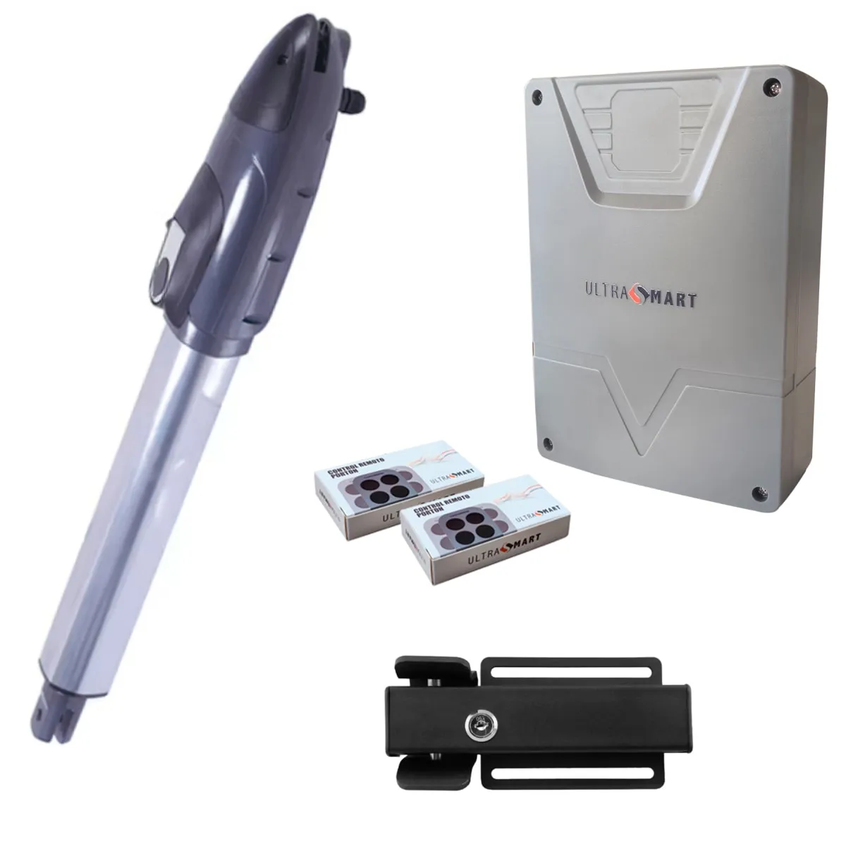 ULTRASMART - Kit 1 Brazo Motor Batiente Condominio uso intenso 350KG 3.5MT + Cerradura