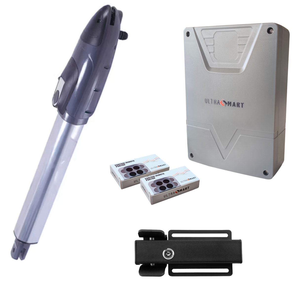 ULTRASMART - Kit 1 Brazo Motor Batiente Condominio uso intenso 350KG 3.5MT + Cerradura
