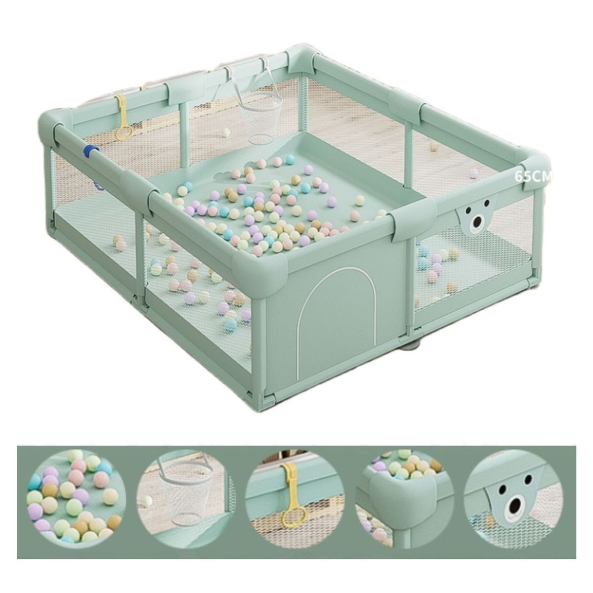 BABYLUNA - Centro De Juegos Corral Gimnasio Bebés Con Aro Y Agarraderas