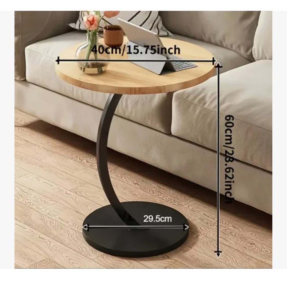 ESHOPANGIE - Mesa Estante Redonda Auxiliar Mesa Centro Madera