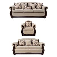 Living Con Resorte Estructural 8 Cuerpos 4+3+1 Gran Santi Chenille Beige