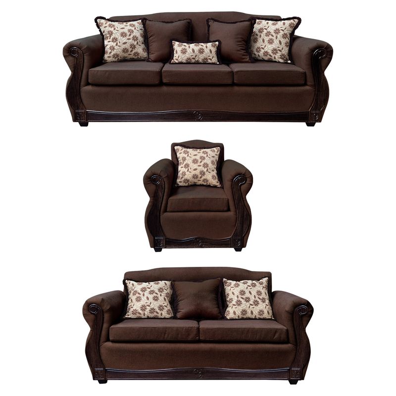 AMERICA DECORA - Living 4-3-1 Gran Santi Chenille Café Oscuro