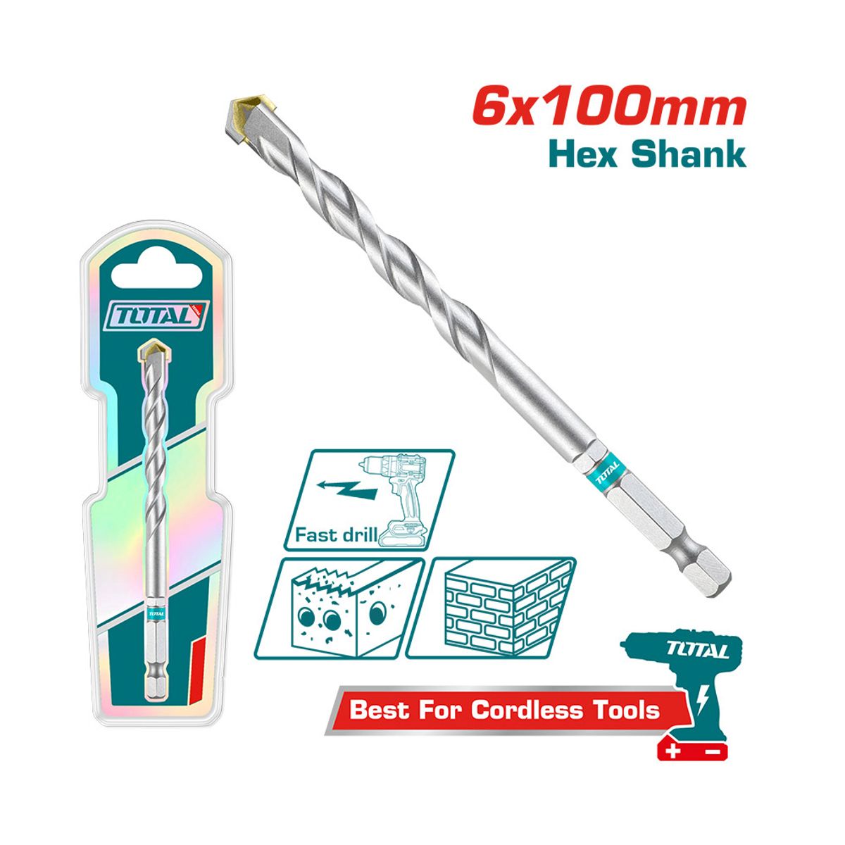 TOTAL TOOLS - Broca Hexagonal 6x100mm Total