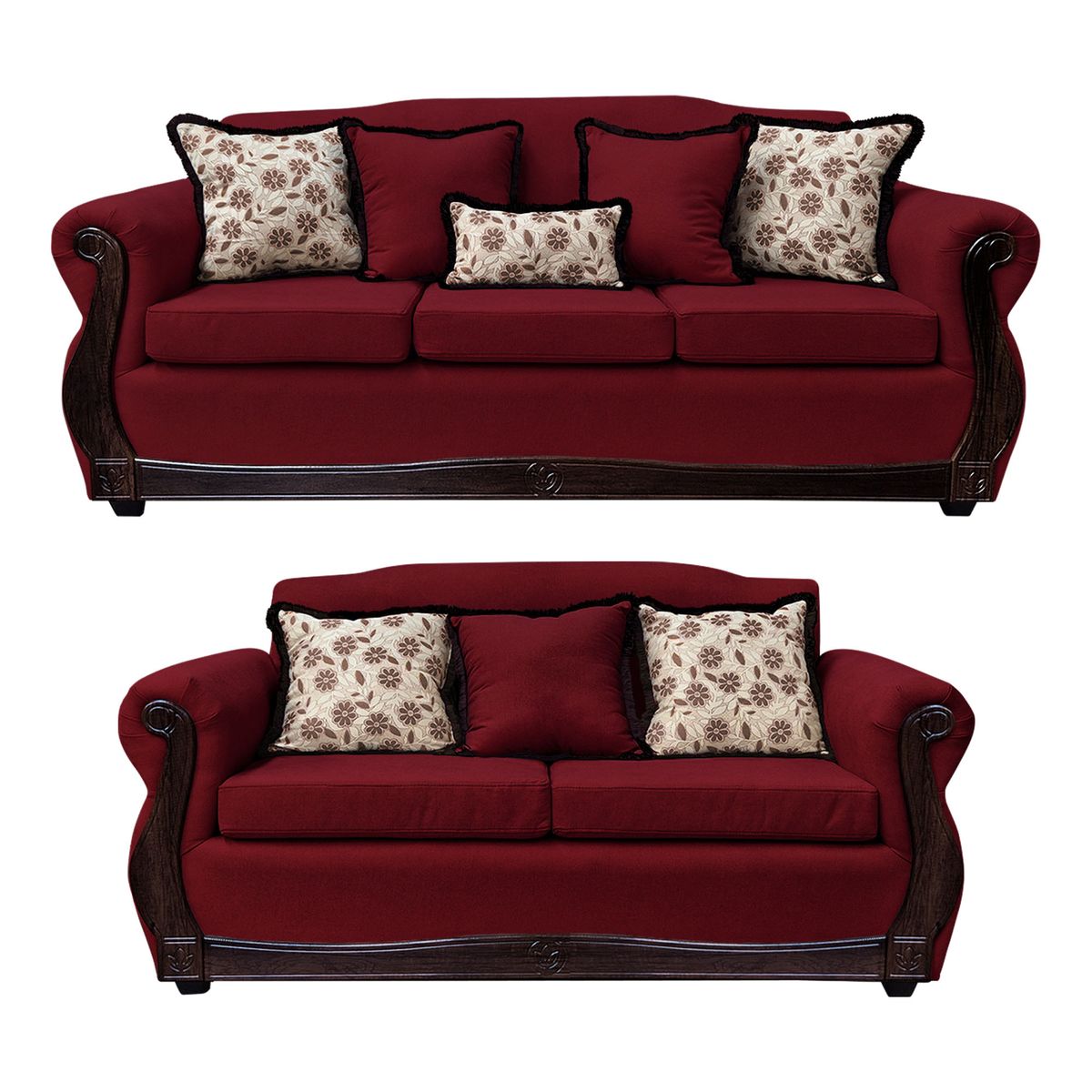 AMERICA DECORA - Living Con Resote Estructural 7 Cuerpos 4+3 Gran Santi Chenille Rojo