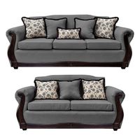 Living Con Resorte Estructural 7 Cuerpos 4+3 Gran Santi Chenille Gris