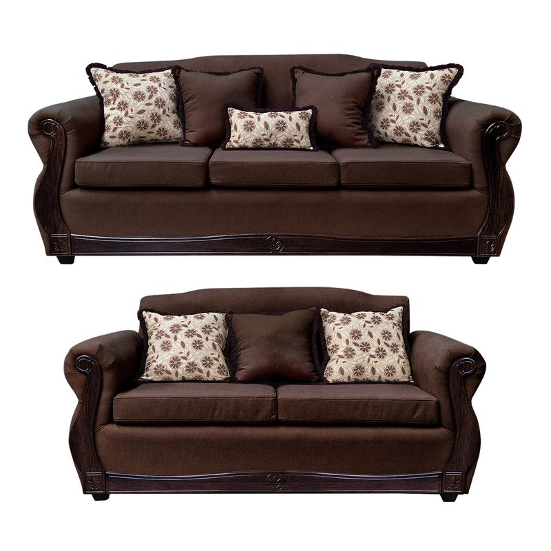 AMERICA DECORA - Living 4-3 Gran Santi Chenille Café Oscuro