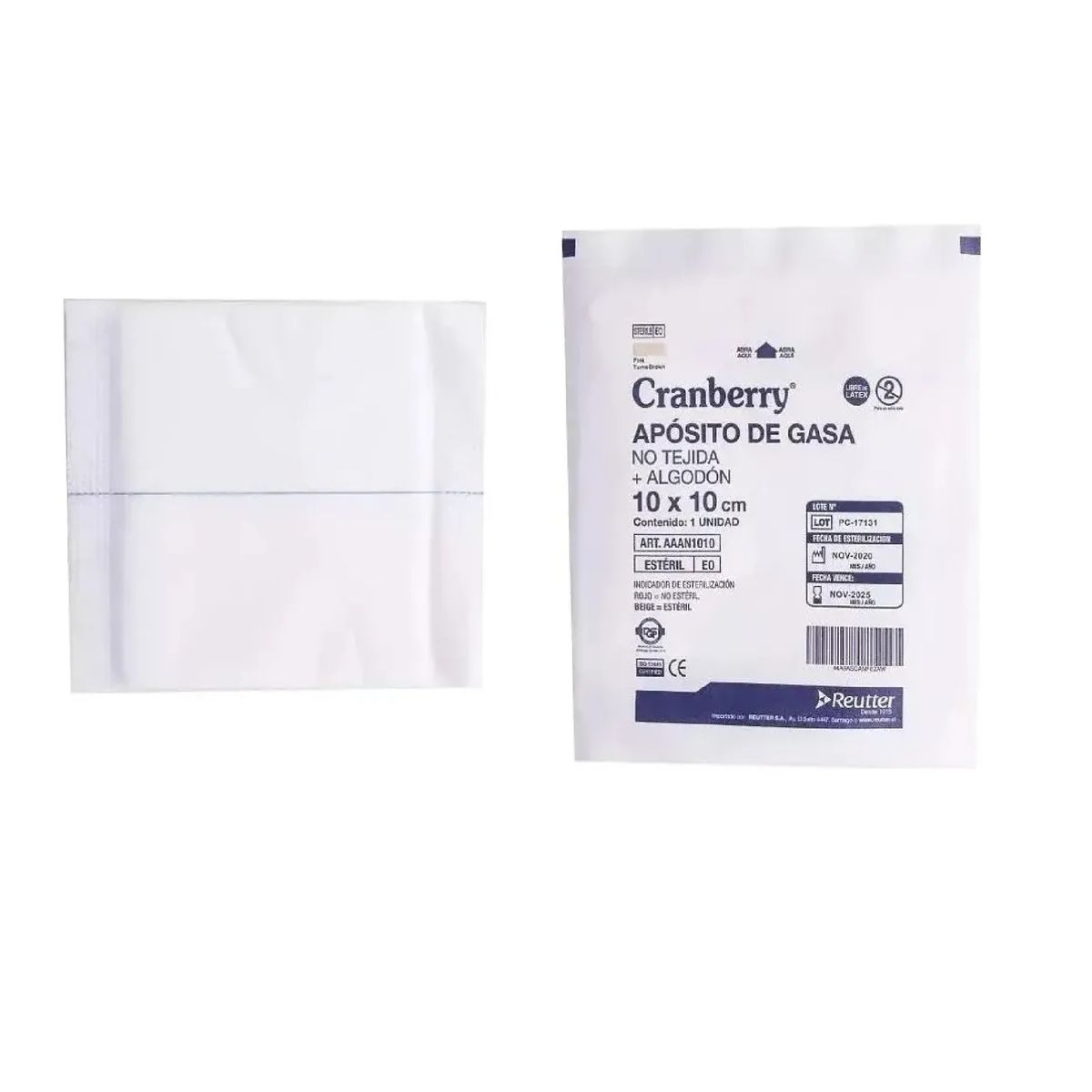 CRANBERRY - Aposito De Gasa + Algodon No Tejida 10 X 10 Cm Bolsa X 10 Un