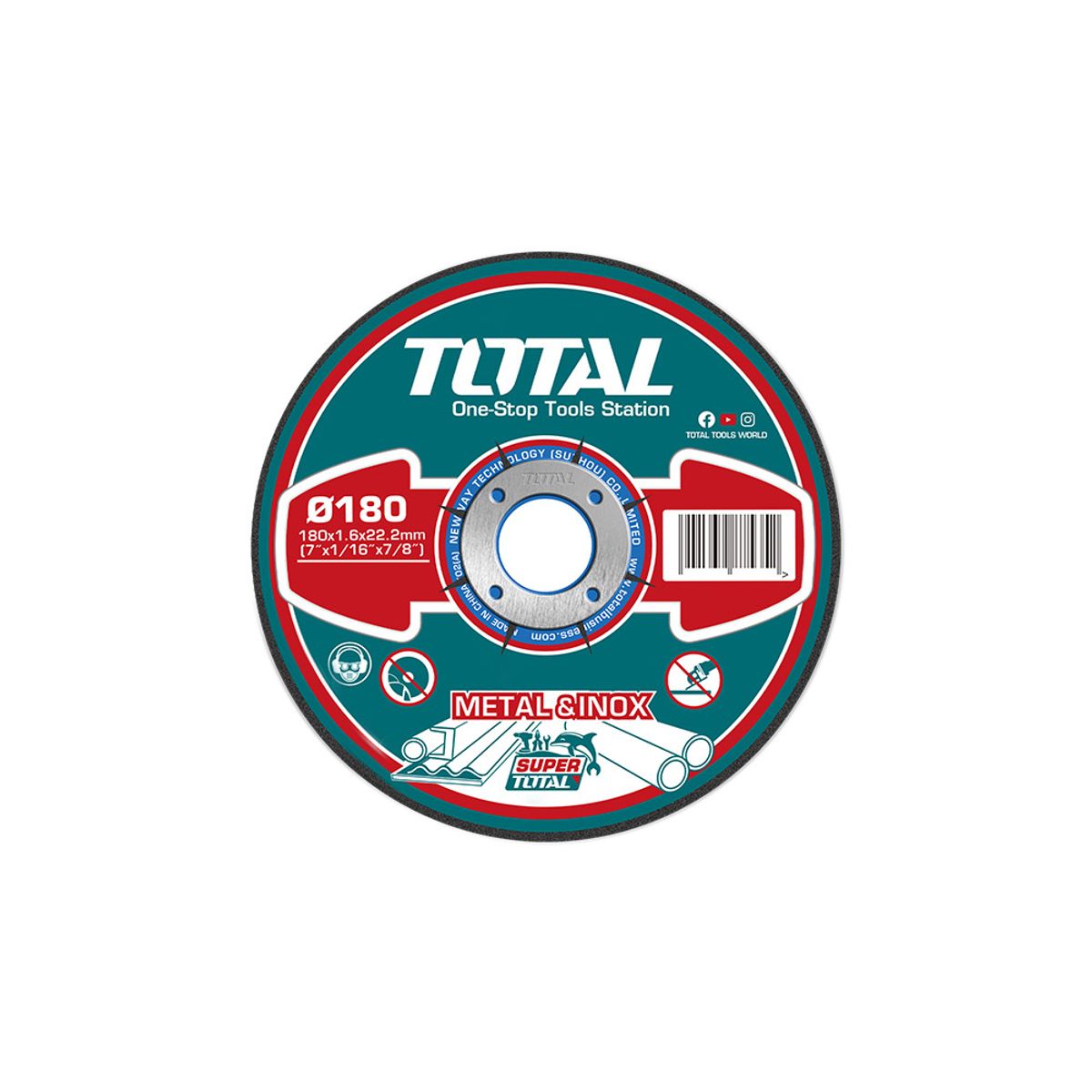 TOTAL TOOLS - Disco Abrasivo Corte Metal 180x16mm Total
