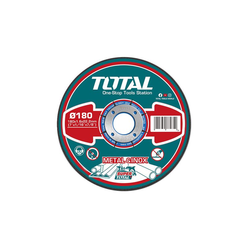 TOTAL TOOLS - Disco Abrasivo Corte Metal 180x16mm Total