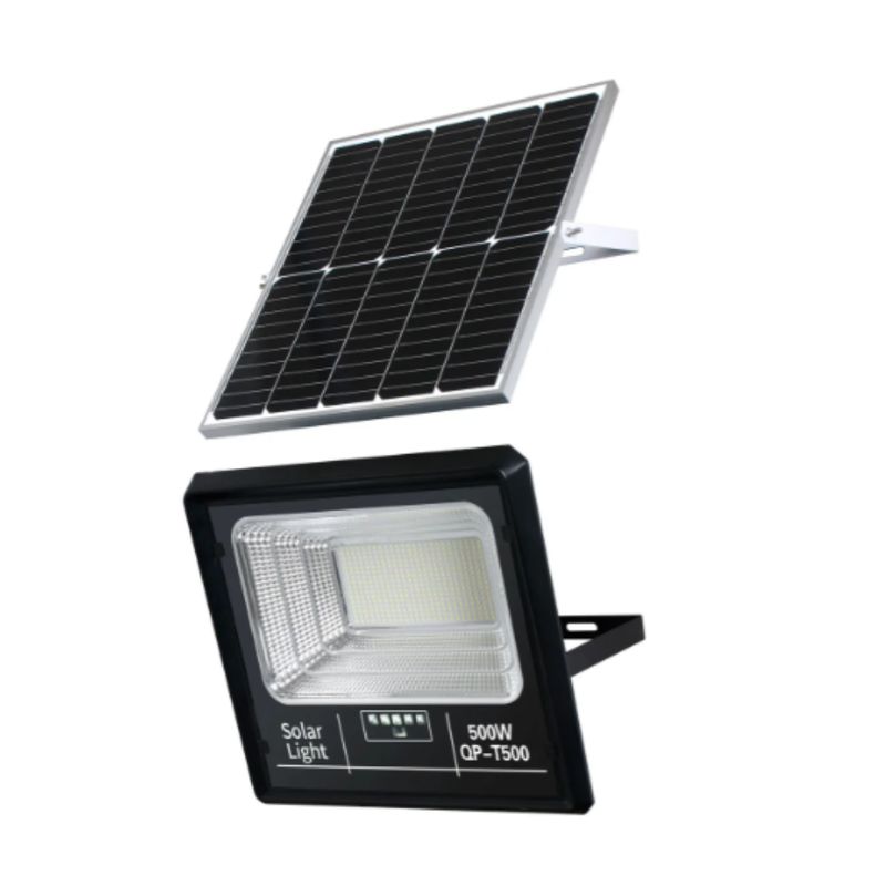 GENERICO - Foco Solar 500w + Panel Solar Y Control Remoto Carcasa Negro Negro Blanco Frío