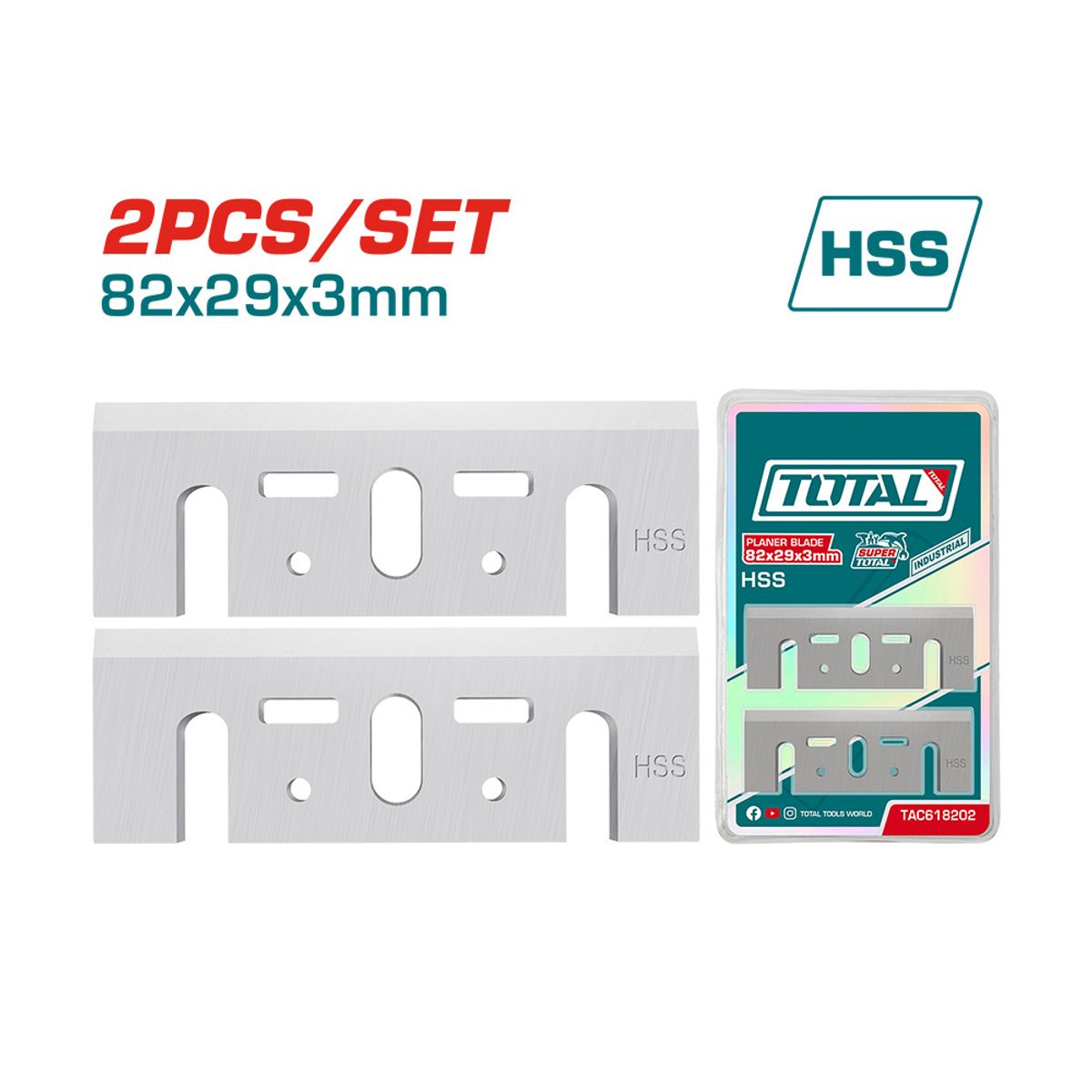 TOTAL TOOLS - Cuchillas de Respuesto 82x29x3mm 2 piezas Total