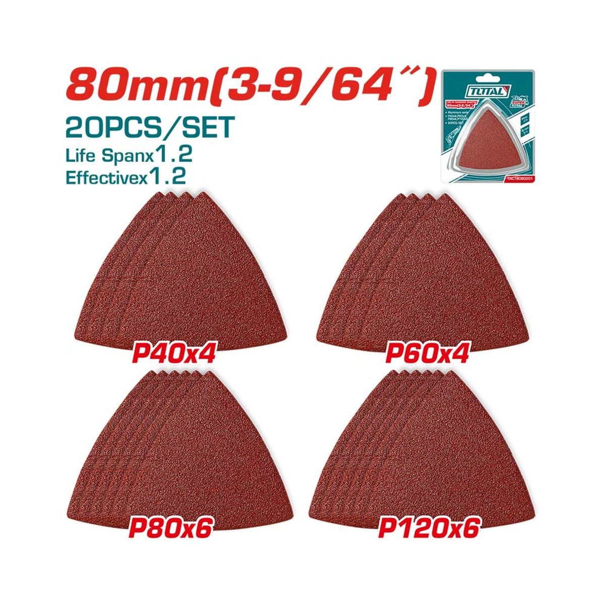 TOTAL TOOLS - Set 20 Lijas para Multioscilante 80mm Total