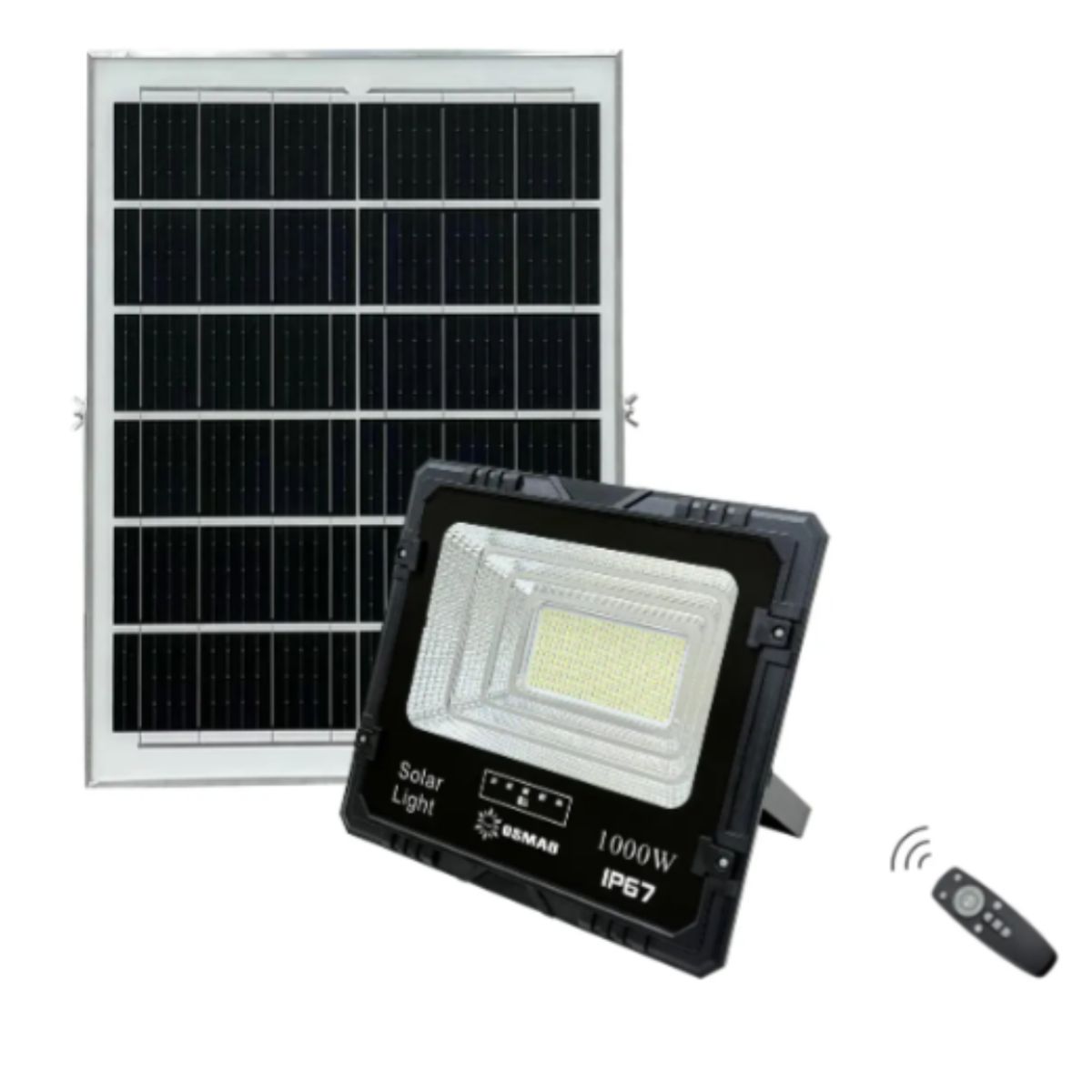 GENERICO - Foco Solar 1000w + Panel Solar Y Control Remoto Ip 67