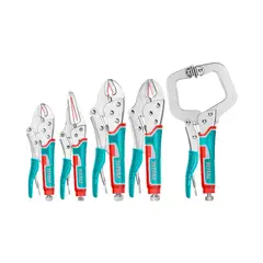 TOTAL TOOLS - Set 5 Alicates tipo Caimán de Presión Total