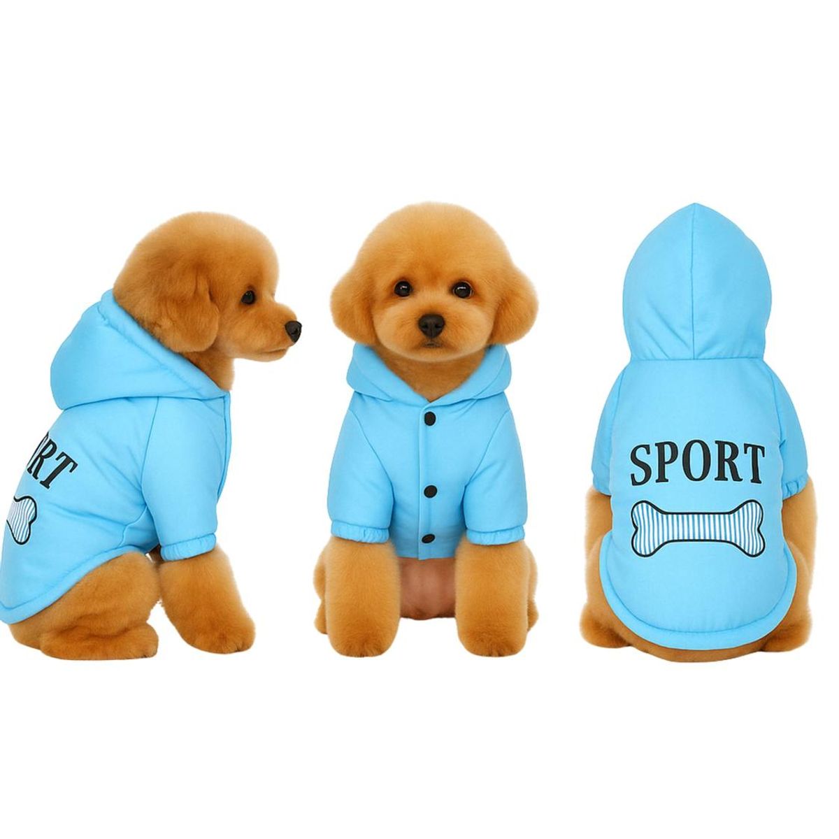 GENERICO - Parka para mascotas Polar Sport Talla XL 36x20 CM - Celeste