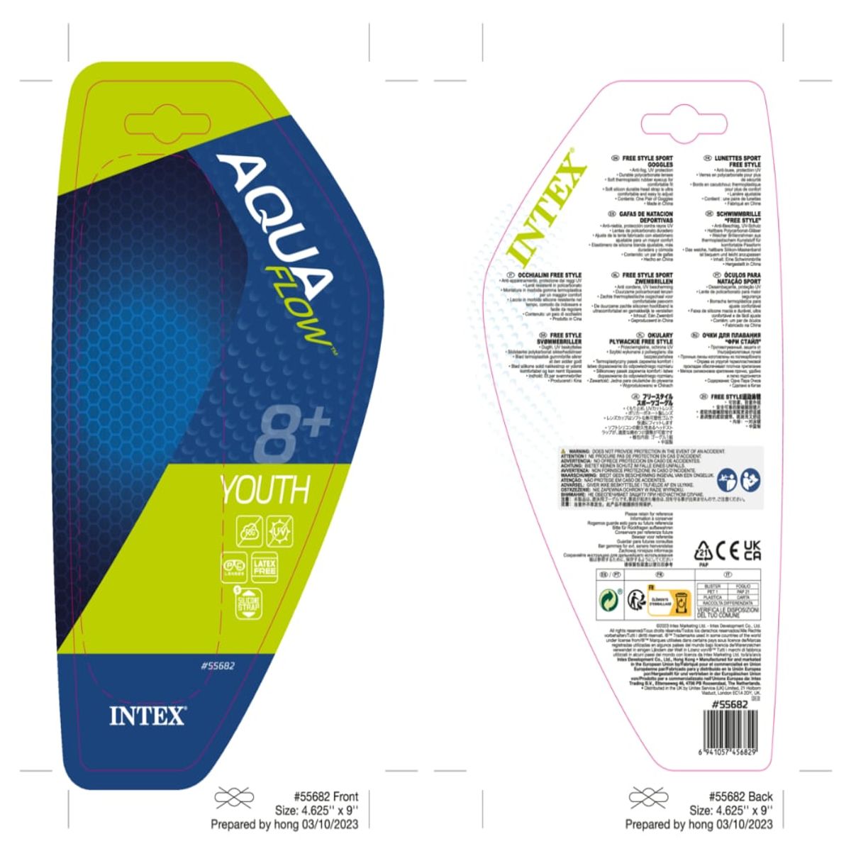 INTEX - Lentes de Natación Youth INTEX 8+ Goggles Azul