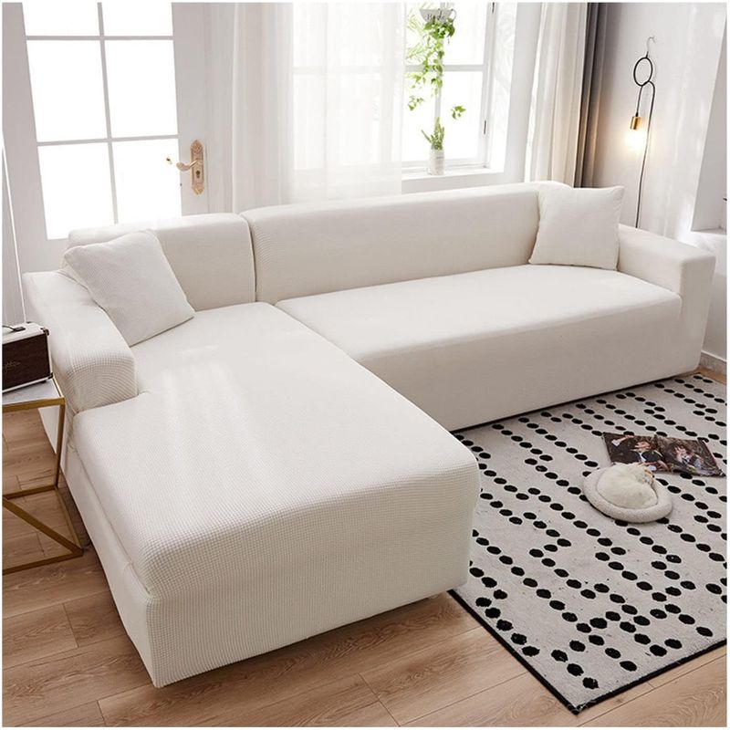 GENERICO - FUNDA TIPO  L CUADRILLE SILLON MEDIANO MODULARES 2 PIEZAS BLANCO MP