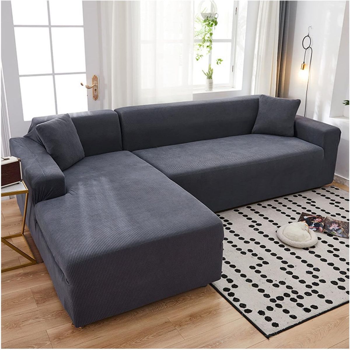 GENERICO - FUNDA TIPO  L CUADRILLE SILLON MEDIANO MODULARES 2 PIEZAS GRIS MP
