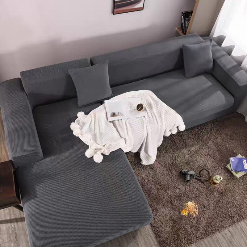 GENERICO - FUNDA TIPO  L CUADRILLE SILLON MEDIANO MODULARES 2 PIEZAS GRIS MP