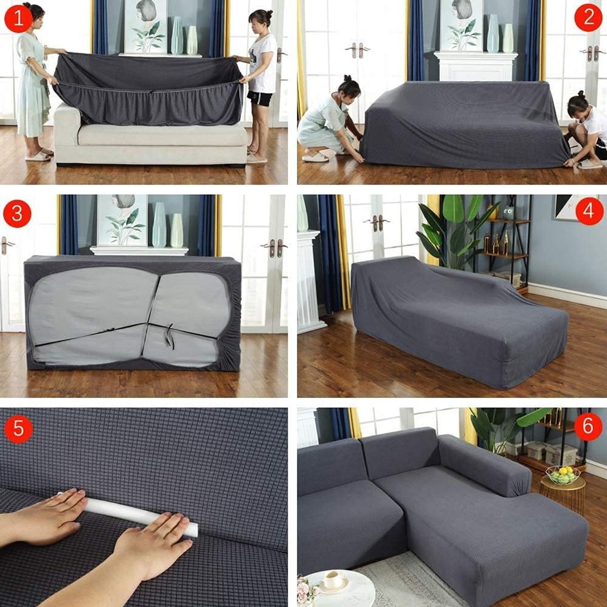 GENERICO - FUNDA TIPO  L CUADRILLE SILLON MEDIANO MODULARES 2 PIEZAS GRIS MP