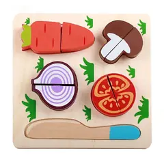 JUGUETON - Juego Madera Tabla Encaje Cortar Vegetales