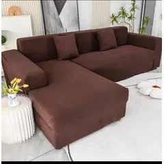 GENERICO - Funda Cubre Sofá Tipo L Pequeño Tela Cuadrille CAFE OSCURO